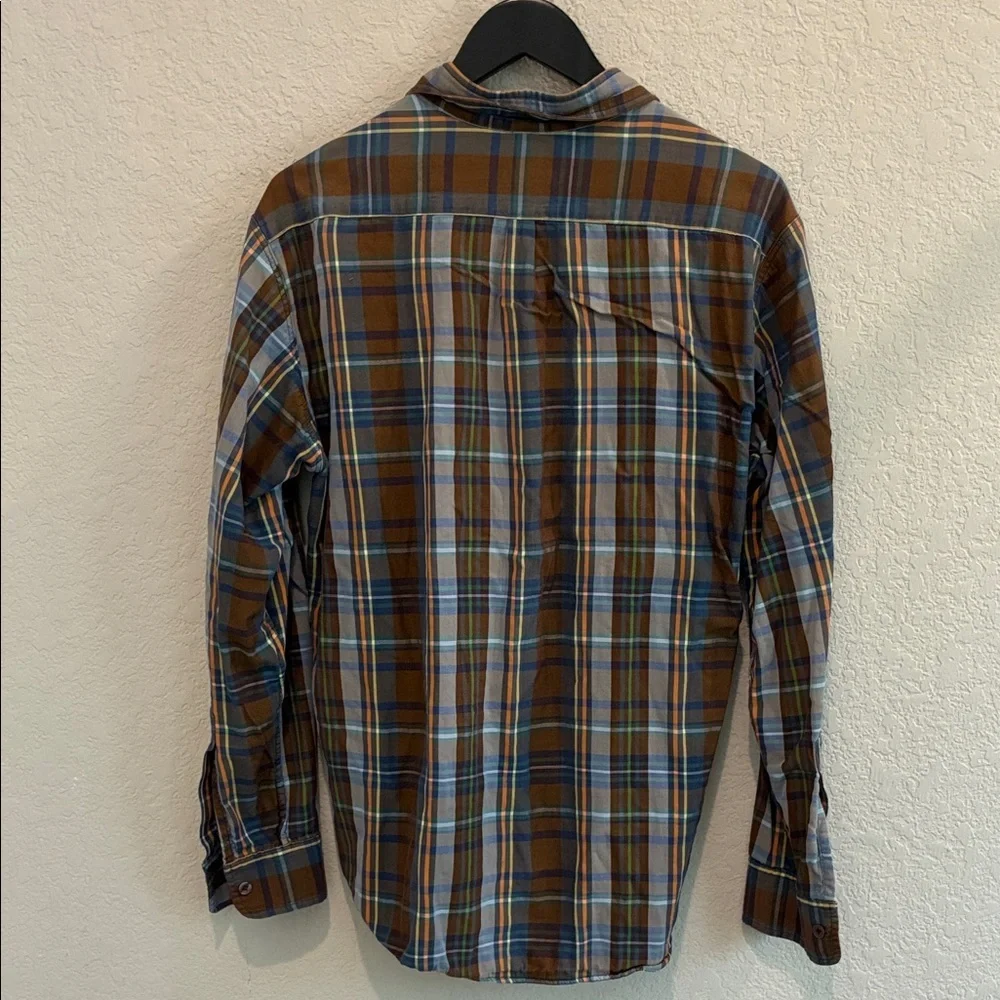 Steven Alan Brown Plaid Button-Down Shirt with Blue Accents